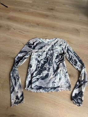 Open Edit Long Sleeve Mesh Top